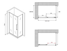 Душевой уголок Abber Schwarzer Diamant AG30160BH-S60B 160х60х195, стекло прозрачное, профиль черный, без поддона, прямоугольный от Водопад  фото 5