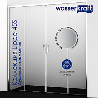Душевая дверь WasserKRAFT Lippe 45S08 1500х1900, прозрачное стекло, профиль серебро от Водопад  фото 2