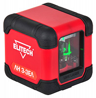 Нивелир Elitech ЛН 3-ЗЕЛ (Е0306.009.00) лазер, зеленый, 2х1.5В(АА), 20м, ±0,5мм\м, 0.23кг, гор\верт луч, кор, чехол от Водопад  фото 1
