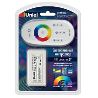Контроллер Uniel ULC-G10-RGB WHITE 11104 для управления многоцветными светодиодами 12/24B с пультом от Водопад  фото 1
