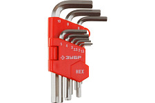 Набор Ключи "Мастер" 27460-1_z02 имбусовые короткие, Cr-V, сатинированное покрытие, пластиковый держатель, HEX 1,5-10мм от Водопад  фото 1
