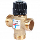 Клапан термостатический Stout SVM-0120-164325 смесительный для систем отопления и ГВС. 1” НР 20-43°С KV 1,6 м3/ч