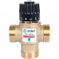 Клапан термостатический Stout SVM-0120-164325 смесительный для систем отопления и ГВС. 1” НР 20-43°С KV 1,6 м3/ч от Водопад  фото 2