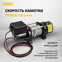 Лебедка автомобильная электрическая Denzel LB- 2000, 52021 2,2 т, 3,2 кВт, 12 В от Водопад  фото 4