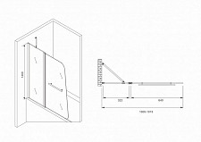 Душевая шторка Abber Ewiges Wasser AG50100 100х140, стекло прозрачное, профиль хром от Водопад  фото 3