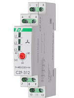 Реле контроля фаз Евроавтоматика F&F EA04.001.007 CZF-312, регулируемая асимметрия, контроль нижнего значения напряжения, 1 модуль, монтаж на DIN-рейке от Водопад  фото 1