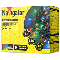 Гирлянда Navigator 61810 61 810 NGF-S01-120RGBY-5-7.5m-230-C8-G-IP20 от Водопад  фото 2