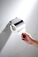 Держатель туалетной бумаги Ledeme L504 с крышкой, хром от Водопад  фото 2
