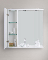 Шкаф Belbagno Marino MARINO-SPC-700/750-1A-BL-P-L, 700мм, зеркальный подвесной, 1 распашная дверь, левый, цвет Bianco Lucido от Водопад  фото 1