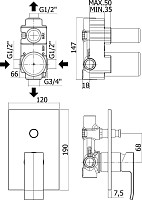 Смеситель для ванны и душа Paffoni Elle EL015NO/M встраиваемый, черный матовый от Водопад  фото 2