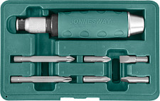 Отвертка ударная Jonnesway AG010055A с битами SL 8, 10мм PH# 2, 3 36мм и PH# 2, 3 80мм, 7 предметов от Водопад  фото 1