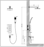 Душевая система Timo Tetra-Thermo SX-0199/03SM встраиваемая, с термостатом, черный от Водопад  фото 2