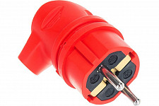 Вилка Эра V9-RED-IP44, Б0044549 90 градусов 16А IP44 с заземлением каучуковая красная от Водопад  фото 3