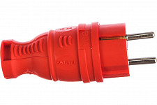 Вилка Эра V8-RED-IP44, Б0044547 прямая 16А IP44 с заземлением каучуковая красная от Водопад  фото 2