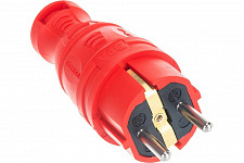 Вилка Эра V8-RED-IP44, Б0044547 прямая 16А IP44 с заземлением каучуковая красная от Водопад  фото 4