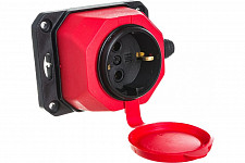 Колодка удлинителя Эра K-1e-RED-IP44, Б0044550 1-м с заземлением 16А IP44 каучуковая красная от Водопад  фото 3