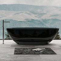 Прозрачная ванна Abber Kristall AT9702Onyx из полиэфирной смолы 180х85х52 черная от Водопад  фото 1