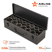 Набор головок Airline ATAS045 ударных 3/4" 90 мм 16 предметов (17-50 мм) металлический кейс от Водопад  фото 2
