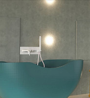 Смеситель для ванны с душем Paffoni Light LIG001BO встраиваемый, белый матовый от Водопад  фото 4