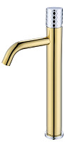 Смеситель для раковины Boheme Stick 122-GCR высокий, золото / хром от Водопад  фото 1