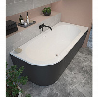 Акриловая ванна Cezares Slim CORNER-180-80-60-R-NERO-SET 179х79, правая, черная от Водопад  фото 4