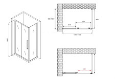 Душевой уголок Abber Schwarzer Diamant AG30140BMH-S100BM 140х100х195, стекло матовое, профиль черный, без поддона от Водопад  фото 5