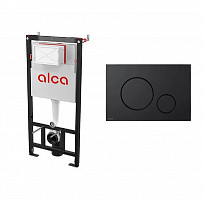 Инсталляция для унитаза Alca Plast Alcadrain AM101/1120-4:1 RU M678-0001, 4 в 1 с черной матовой клавишей и шумоизоляцией от Водопад  фото 1