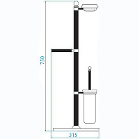 Стойка Cezares Olimp OLIMP-WCS-01-M напольная c держателем туалетной бумаги, щёткой для унитаза и мыльницей, хром от Водопад  фото 2