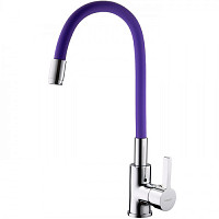 Смеситель для кухни Ledeme L4898-8 с гибким изливом, хром / фиолетовый от Водопад  фото 1