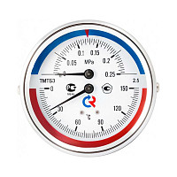 Термоманометр Росма ТМТБ-3 D 80 мм, 0-120*C, 4 бар, 1/2" НР L=46, аксиальный/осевой, с клапаном