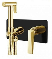 Смеситель с гигиеническим душем Boheme Venturo 387-B встроенный, черный / золото от Водопад  фото 1
