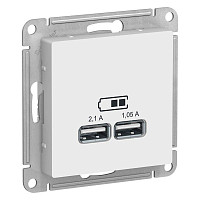 Розетка Systeme Electric ATN000133 USB AtlasDesign тип A+A 5В 1х2.1А 2х1.05А механизм белый от Водопад  фото 1