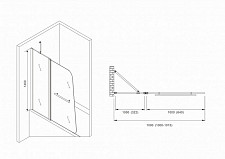 Душевая шторка Abber Ewiges Wasser AG50100B 100х140, стекло прозрачное, профиль черный от Водопад  фото 3