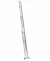 Лестница трехсекционная FIT 65437 алюминиевая усилен, 3х11 ступеней, H = 316/539/759 см, вес 16,61 кг от Водопад  фото 2