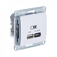 Розетка Systeme Electric GSL000129 USB Glossa тип A+C 45Вт QC PD высокоскоростной ЗУ механизм белый от Водопад  фото 1