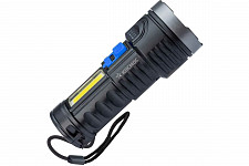 Фонарь аккумуляторный Космос KOS115Lit ручной LED 3 Вт + COB 3 Вт Li-ion 18650 1.2 Ач индикатор USB-шнур ABS-пластик от Водопад  фото 1