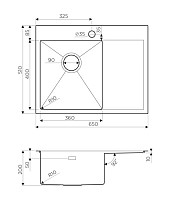 Мойка Omoikiri Akisame 4973097 650х510, 1 чаша, нержавеющая сталь, вороненая сталь, левая от Водопад  фото 2