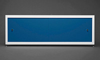 Экран под ванну A-Screen 2 дверцы, матовый голубой 900-1500 мм, высота до 650 мм, белый / серый / черный профиль