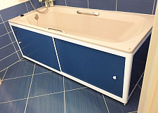 Экран под ванну A-Screen 2 дверцы, матовый голубой 900-1500 мм, высота до 650 мм, белый / серый / черный профиль от Водопад  фото 5