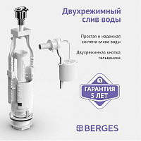 Комплект арматуры Berges Eko 22 30622 две кнопки, боковой клапан от Водопад  фото 4