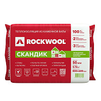 Утеплитель Rockwool Лайт Баттс Скандик 800х600х50 мм, 12 шт от Водопад  фото 1
