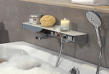 Смеситель для ванны и душа Hansgrohe ShowerTabletSelect 13183400 термостат, белый хром от Водопад  фото 3