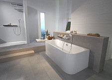 Смеситель для ванны и душа Hansgrohe ShowerTabletSelect 13183400 термостат, белый хром от Водопад  фото 4