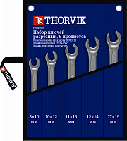 Набор ключей Thorvik FNWS005 гаечных разрезных в сумке, 8-19 мм, 5 предметов от Водопад  фото 1