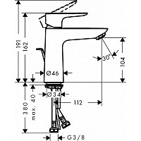 Смеситель для раковины Hansgrohe Talis E 71712700 с донным клапаном, матовый белый от Водопад  фото 3