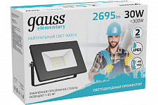 Прожектор Gauss Elementary 613100230 30W 2695lm 4000К 200-240V IP65 черный LED 1/10 от Водопад  фото 3