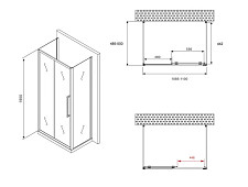 Душевой уголок Abber Schwarzer Diamant AG30110BH-S50B-S50B 110х50х195, стекло прозрачное, профиль черный, без поддона, П-образный, прямоугольный от Водопад  фото 5