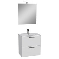 Комплект мебели Vitra Mia 75021 60 см (тумба, раковина, зеркало), белый глянец от Водопад  фото 1