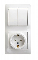 Блок комбинированный Systeme Electric GSL000174 Glossa (розетка с заземлением, защитные шторки + 2-кл. выключатель), белый от Водопад  фото 1