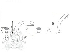 Смеситель на борт ванны Migliore Axo Swarovski ML.AXO-680F-CRDO хром / золото от Водопад  фото 2